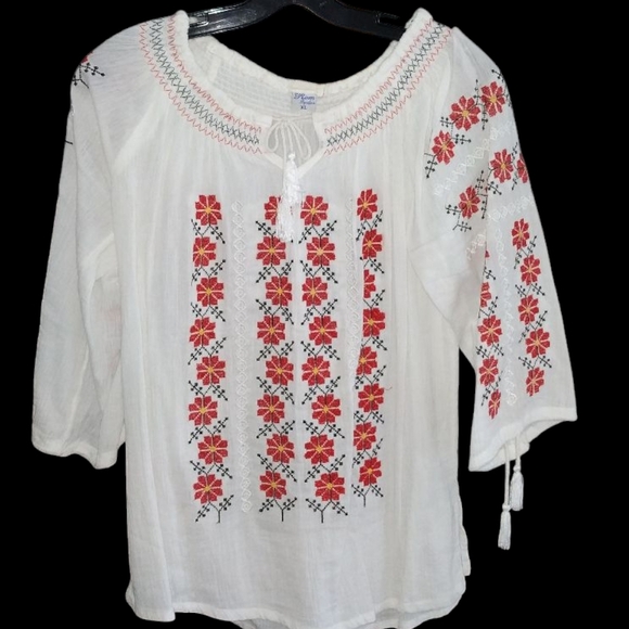 S/M🌺 Romanian Traditional Handmade Ethnic Embroidered Blouse Top Ie - Picture 3 of 8